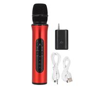 Risegun K6L Wireless Bluetooth Microphone Portable Handheld Cordless Karaoke Mic with Surround Sound for Family Party Birthday ABS (Red)
