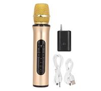 Risegun K6L Wireless Bluetooth Microphone Portable Handheld Cordless Karaoke Mic with Surround Sound for Family Party Birthday ABS (Gold)