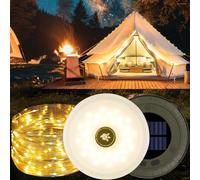 RISEMART Camping String Lights 10M | 2-in-1 Solar & USB Waterproof Outdoor Lights with 5 Modes,Fast Charging & Portable Design | Rechargeable Camping Lantern for Outages,Garden,Camping,Festivals
