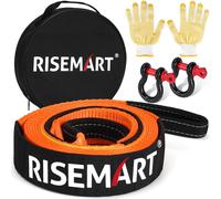 RISEMART Tow Rope 5M x 5cm, 10 Ton (22,000 Lbs) Tow Strap with 2 D Shackles, Sto
