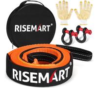 RISEMART Tow Rope 5M x 5cm, 10 Ton (22,000 Lbs) Tow Strap with 2 D Shackles, Storage Bag & Gloves, Heavy Duty Towing Rope for Saloon, SUV, Off-Road Vehicle Recovery