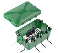 RISEMART Waterproof Electrical Box, IP54 Weatherproof Outdoor Extension Lead Dribox with 6 Cable Entries/Exits, 32 * 21 * 13cm Dry Box for Outside Socket, Electrics, Plug (Big, Green)