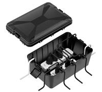 RISEMART Waterproof Electrical Box, IP54 Weatherproof Outdoor Extension Lead Dribox with 6 Cable Entries/Exits, 32 * 21 * 13cm Dry Box for Outside Socket, Electrics, Plug (Big, Black)