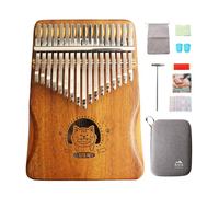 RISEN LIFE Chubby Cat Kalimba Natural Wood Color 17 Keys Thumb Piano, Metal Keys with Carrying Case,Small Musical Instrument, Gifts For Beginner, Music Love