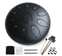 RISEN LIFE Steel Tongue Drum 6 Inch 11 Notes, Rain Drum D Major Handpan Drum for Music Lovers Meditation Yoga Beginner Gift for Families/Friends (Black)