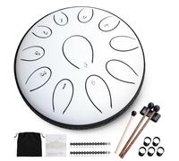 RISEN LIFE Steel Tongue Drum 6 Inch 11 Notes, Rain Drum D Major Handpan Drum for Music Lovers Meditation Yoga Beginner Gift for Families/Friends (Snow White)