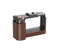 RiseNova Aluminum Alloy Retro Camera Cage for DJI Action 6 | Leather Protective Case with for Quick Release & for top Cold Shoe for Vlogging, Gray