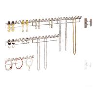 RiseNova Wall Mounted Jewelry Organizer Hanger for Necklaces Earrings and Bracelets Clear PS Material No-Trace Installation for Mirror Cabinet(6pcs)