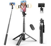 RISEOFLE 43'' Selfie Stick Tripod with Light, All-in-One Portable & Extendable Cell Phone Tripod Stand with Wireless Remote, Selfie Stick for iPhone/Samsung/Smartphone/Camera