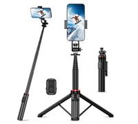 RISEOFLE Selfie Stick Phone Tripod, 130cm Aluminum Alloy Integrated Retractable Tripod for Smartphone, Portable Tripod Stand with Wireless Remote Control for iPhone/Samsung/Android