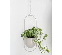 RISEON Boho Beige Metal Plant Hanger,Metal Wall and Ceiling Hanging Planter, Modern Planter, Mid Century Flower Pot Plant Holder, Minimalist Planter for Indoor Outdoor Home Decor