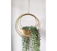 RISEON Boho Gold Metal Plant Hanger,Metal Geometric Hanging Planter, Modern Planter, Mid Century Air Plant Holder Stand, Minimalist Planter for Indoor Outdoor Home Wedding Decor (Gold)