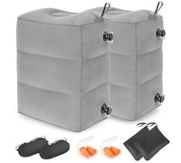 RISEPRO Inflatable Travel Foot Rest Pillow, Adjustable 3 Layers Height Leg Rest Pillow, Kids Airplane Bed, Adults Travel Essentials on Plane, Trains, Cars, Office, Home (Grey, 2 PC)
