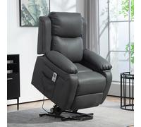 HOMCOM Riser and Recliner Chair Power Lift Recliner with Remote - Dark Grey - PU Leather, Steel, Sponge - 82cm x 90cm x 106cm