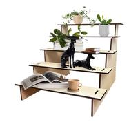 Risers Display Stands, 5-Tier Wooden Riser Shelf, Rustic Home Organizer Rack, 11.61 x 13.19 x 10.04 inches Compact Collection Decoration Shelf, Ideal for Cupcakes, Toys, Figurines and Books