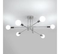 Riserva Ceiling Light Modern, 6 Lights Sputnik Ceiling Light Chrome, E27 Chandelier Industrial Metal for Bedroom, Dining Room, Living Room, Kitchen, Hotel
