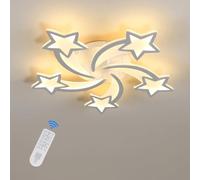 Riserva Dimmable LED Ceiling Light 50W, 5-Star Chandelier LED with Remote Control, 3000K/4500K/6500K, Ceiling Lamp Modern Acrylic for Living Room, Children’s Room, Bedroom, Office, White