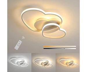 Riserva Dimmable LED Ceiling Light, 64W Heart Ceiling Lamp Modern, 3000K-6500K, Chandelier White with Remote Control for Bedroom, Dining Room, Kitchen, Children's Room