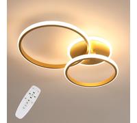 Riserva Dimmable LED Ceiling Light with Remote Control, 42W Modern Round LED Chandelier, 3000K-6500K, Gold LED Ceiling Lights for Bedroom, Living Room, Dining Room, Hallway, Hotel