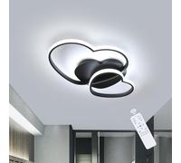 Riserva Dimmable LED Chandelier, 48W Ceiling Light Modern Black, 3000K-6500K, Ceiling Lamp Heart Design for Bedroom, Living Room, Kitchen, Dining Room, Hallway, Study