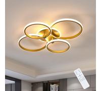 Riserva LED Ceiling Light Dimmable, 39W Ceiling Lamp Modern, 3000K-6500K, Chandelier Round Metal for Bedroom, Living Room, Dining Room, Kitchen, Corridor, Bright Gold