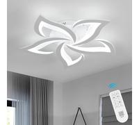 Riserva LED Ceiling Light Dimmable with Remote, Ceiling Lamp Modern White, Creative Petal Ceiling Light Aluminium for Living Room, Bedroom, Dining Room, Balcony, 40W