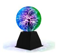 Riserva Plasma Ball 6 Inches, Magic Plasma Ball Three Colors with Touch and Sound Sensitive, Globe Plasma Lamp Science for Gift, Bedroom, Party