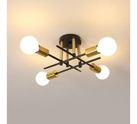 Riserva Sputnik Ceiling Light, E27 4 Lights Industrial Chandelier Gold, Decorative Vintage Metal Ceiling Lamp for Bedroom, Living Room, Dining Room, Kitchen, Cafe