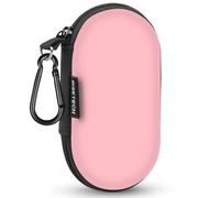 RISETECH Earbud Case Wired Earphone Case Holder EVA Headphone Storage Bag Small Zipper Pouch Compatible for EarPods, AirPods, Beats Flex, Urbeats3, Bose Wireless Earbuds, USB Cable, with Clip-Pink