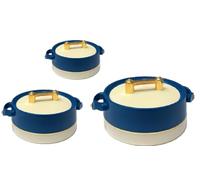 Rishabh Insulated Hot pot Casserole Hot & Cool Food Serving Dish with Lid, Double Wall. Stainless Steel Inside Set of 3 (Size 1500,2000, & 2500ml) (Peacock Blue)