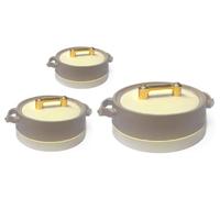 Rishabh Insulated Hot pot Casserole Hot & Cool Food Serving Dish with Lid, Double Wall. Stainless Steel Inside Set of 3 (Size 1500,2000, & 2500ml) (Mauve Grey)