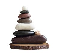 Rishikesh Stones Deep Breathe Reminder Rock Stone Cairn - 6 Stone Sculpture - Handpicked Himalayan & Ganga River Rocks for Meditation, Healing & Zen Decor - Meaningful Spiritual Gift (Peace)