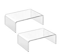 RISHORI 2 pcs Clear Acrylic Display Riser, 5mm Thick Transparent Acrylic U Shaped Shelf for Desktop Display and Arrangement,25x10x10cm
