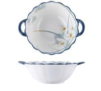 RISHORI Ceramic Double Handle Soup Bowls,Heat-Resistant Stackable for Microwave Dishwasher Safe Salad Pasta Ramen Bakeware Serving Dishes,9.5 inch bowl (2pcs)