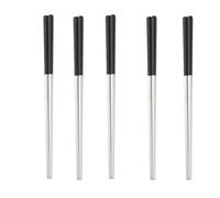 RISHORI Metal Chopsticks, 5 Pairs Stainless Steel Chopstick,Non-Slip Sushi Chop Sticks , Reusable Chopsticks for Japanese Cuisine (8.98 Inch),Black Silver