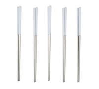 RISHORI Metal Chopsticks, 5 Pairs Stainless Steel Chopstick,Non-Slip Sushi Chop Sticks , Reusable Chopsticks for Japanese Cuisine (8.98 Inch),White Silver