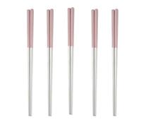 RISHORI Metal Chopsticks, 5 Pairs Stainless Steel Chopstick,Non-Slip Sushi Chop Sticks , Reusable Chopsticks for Japanese Cuisine (8.98 Inch),Pink Silver