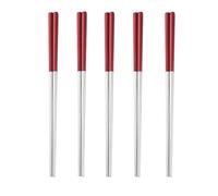 RISHORI Metal Chopsticks, 5 Pairs Stainless Steel Chopstick,Non-Slip Sushi Chop Sticks , Reusable Chopsticks for Japanese Cuisine (8.98 Inch),red Silver