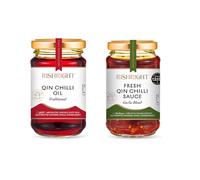 RishRight 2-in-1 Pack | Fresh Qin-Chilli Sauce | Traditional Qin-Chilli Oil | 400-Year-Old Recipes | No Sugar | Healthy & Tasty | Vegan | For Noodles, Dumplings, Eggs & More