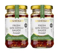 RishRight Fresh Qin Chilli Sauce 160g x 2 | Great Taste Award | Fermented Hot Sauce | Savoury, Tangy, Fruity | Perfect For Cheese, Egg, Seafood, Stir Fry, Dumplings & Chinese Noodles | Clean & Tasty