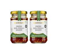 RishRight Fresh Qin-Chilli Sauce | GI-certified Fresh Qin-Chilli | 400-Year-Old-Recipe | Fruity & Perfectly Spiced | No Sugar, MSG | Healthy & Tasty | Cheese, bread, crackers, eggs | 160 g (Pack 2)
