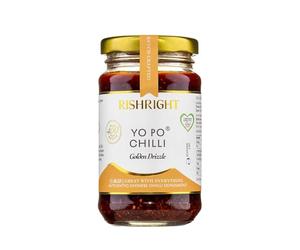RishRight Yo Po Chilli Drizzle | Gold Award Winning | Silky Nutty Aromatic | All Natural | Single-Origin Qin Chili | Easily Drizzling | Stir Well Before Serving | Chinese Chilli-Oil | 160g