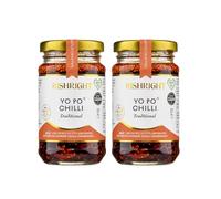 RishRight Yo Po Chilli | Great Taste Award | Authentic Crispy Chilli Oil | Nutty Flavour | All Natural | Vegan |Premium Quality, Mild Spicy| Noodles, Ramen, Stir-Fries,Eggs | 160 g(Pack 2)
