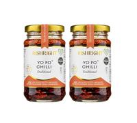 RishRight Yo Po Chilli | Great Taste Award | Authentic Crispy Chilli Oil | Nutty Flavour | All Natural | Vegan |Premium Quality, Mild Spicy| Noodles, Ramen, Stir-Fries,Eggs | 160 g(Pack 2)