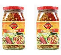 Rishta Various Flavoured Pickles, Chutney, Paste - Authentic Flavorful Culinary Enhancements - Perfect as Side Condiment for Indian Dish - Natural Sweetener - Red Chilli Pickle 400g (Pack of 2)