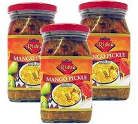 Rishta Various Flavoured Pickles, Chutney, Paste - Authentic Flavorful Culinary Enhancements - Perfect Side Condiment for Indian Dish - Natural Sweetener - Mango Pickle Mild 400g (Pack of 3)