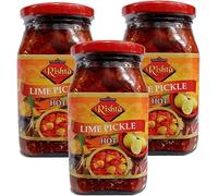 Rishta Various Flavoured Pickles, Chutney, Paste - Authentic Flavorful Culinary Enhancements - Perfect Side Condiment for Indian Dish - Natural Sweetener - Lime Pickle Hot 400g (Pack of 3)
