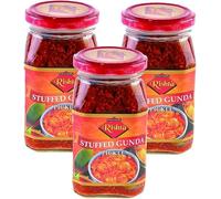 Rishta Various Flavoured Pickles, Chutney, Paste - Authentic Flavorful Culinary Enhancements - Perfect Side Condiment Indian Dish - Natural Sweetener - Stuffed Gunda Pickle 400g (Pack of 3)