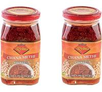 Rishta Various Flavoured Pickles, Chutney, Paste - Authentic Flavorful Culinary Enhancements - Perfect Side Condiment for Indian Dish - Natural Sweetener - Chana Methi Pickle 400g (Pack of 2)