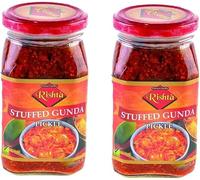Rishta Various Flavoured Pickles, Chutney, Paste - Authentic Flavorful Culinary Enhancements - Perfect Side Condiment for Indian Dish - Natural Sweetener - Stuffed Gunda Pickle 400g (Pack of 2)